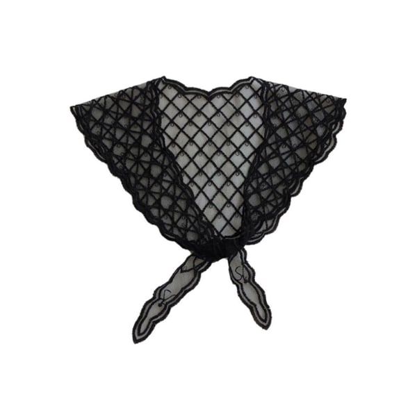 Triangle Half Shirts Broderi False Collar Solskydd Hollow Lace Avtagbar blus
