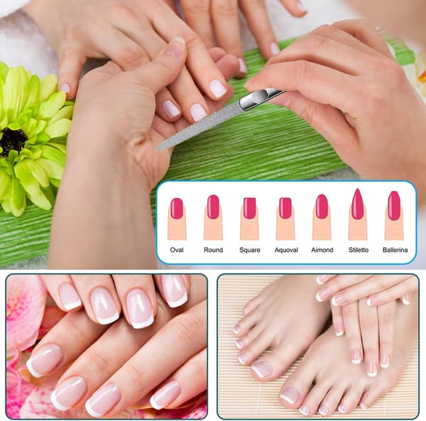 4 stk. safir-neglefile, manicure- og pedicuresæt i rustfrit stål