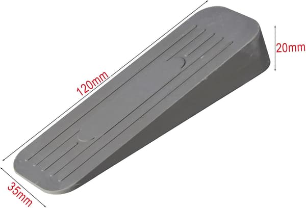 Kraftig dørkile i gummi til gulve, grå, 12 x 3,5 x 2 cm