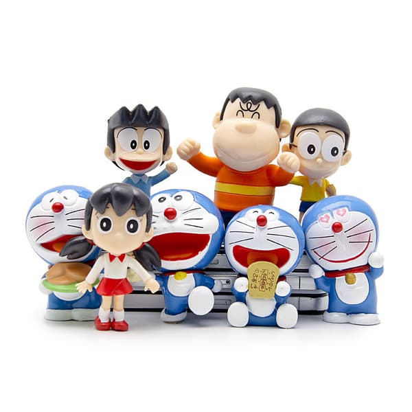 8 stk. Doraemon PVC-figursæt til samling og skrivebordsdekoration