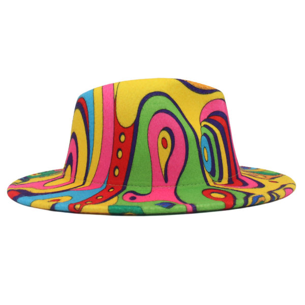 Clown Färgglad Graffiti Scenhatt Performance Cap Stor brätte yllefilthatt Jazz Top Hat