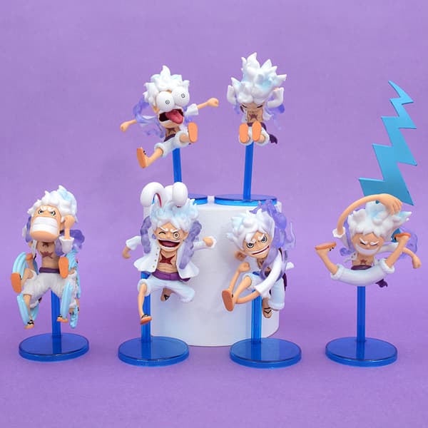 6 kpl One Piece Gear 5 Luffy PVC Chibi -hahmosetti, 10–12 cm