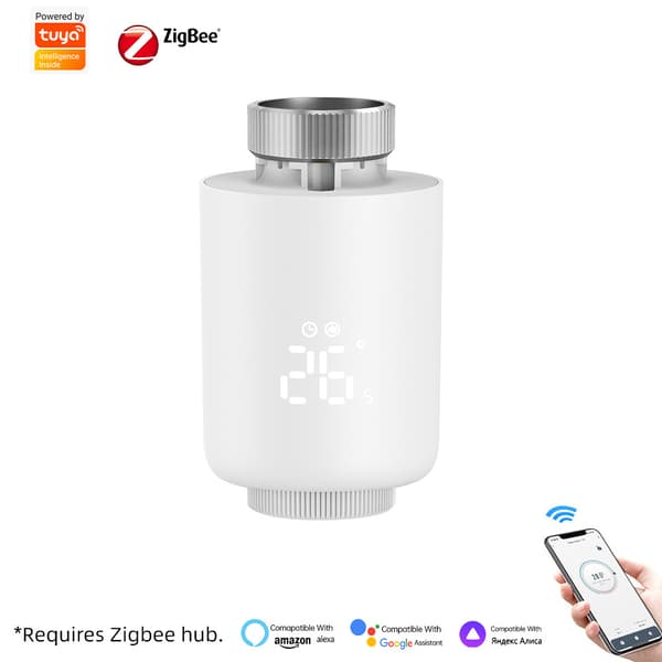Tuya Zigbee Smart Radiatortermostatventil LCD-display Drejeknap Hub