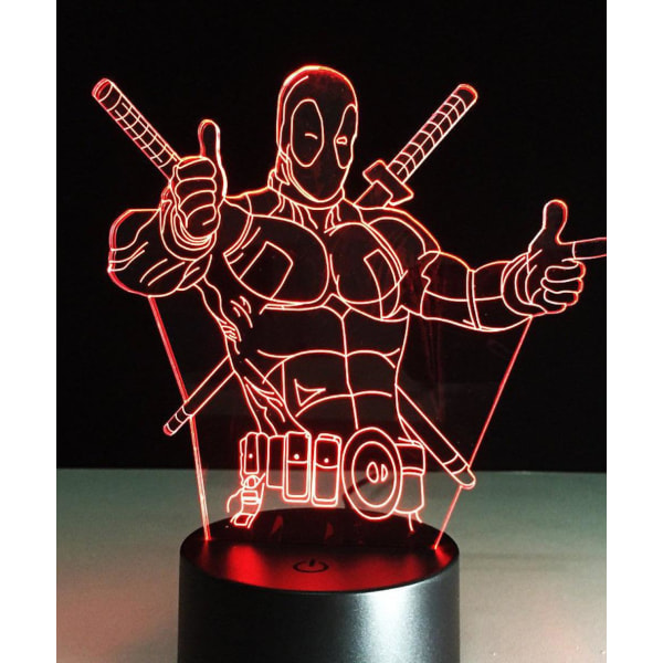 Deadpool Kids Sovrum Nattlampa Bordslampa 3D LED Nattlampa USB