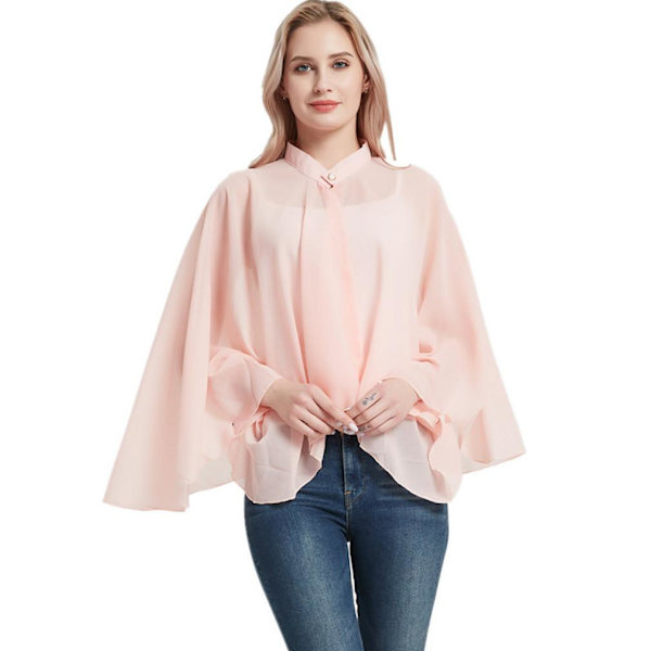 Rosa Chiffong Poncho Top Solskyddande Sjalar för Dam