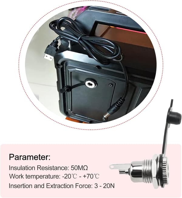 20 st 5,5 x 2,1 mm DC-strömkontakt för panelmontering med vattentäta lock