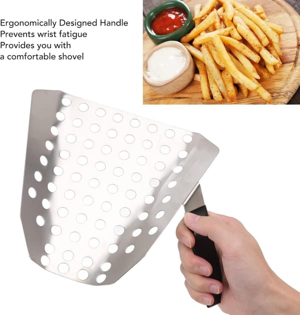 Popcornøse i aluminium med perforert sil og ergonomisk håndtak
