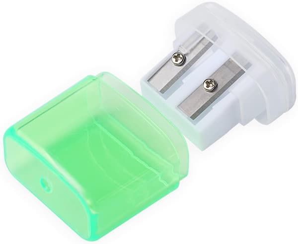 4-pack manuella pennvässare med dubbla hål, lock och behållare för pennspån