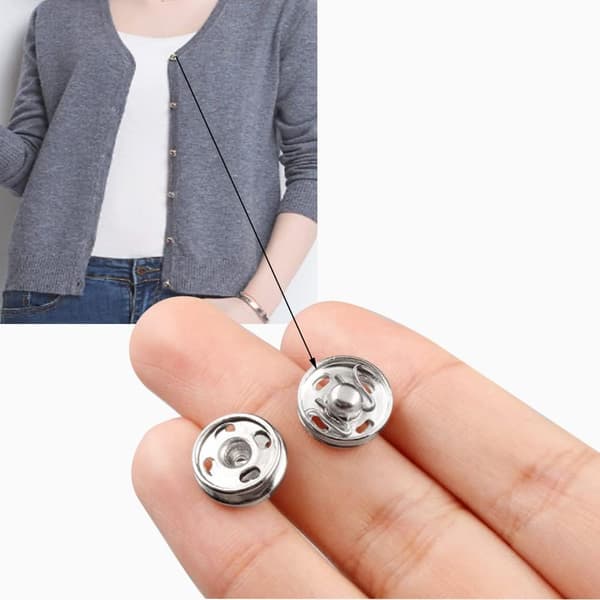 6 set 15 mm tryckknappar i metall att sy fast, tryckknappar för kläder
