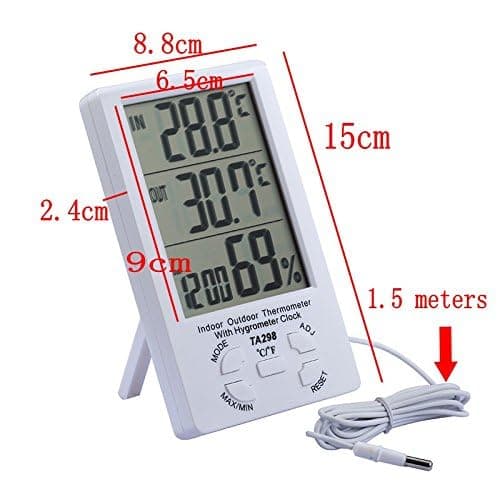 Digital inomhus- och utomhustermometer med hygrometer, LCD-display och sond