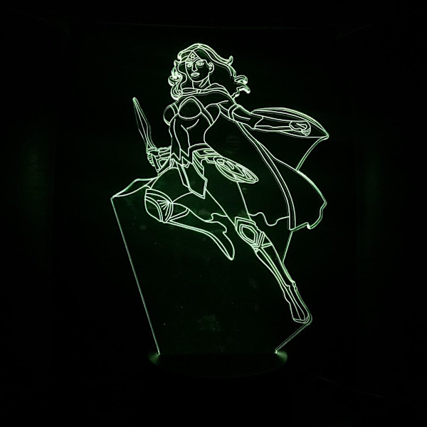 Wonder Woman 3D LED Nattljus Sovrumsbordslampa Färg ändras