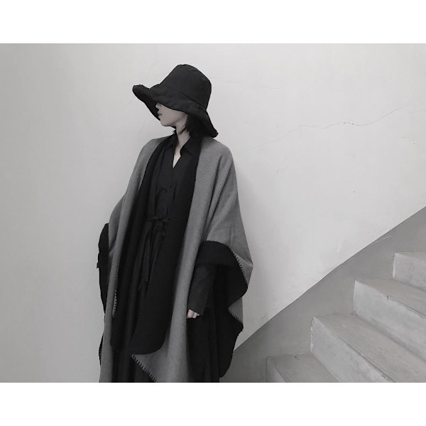 Poncho Pashmina Sjal Wrap Öppen Front Lång Tröja Coat
