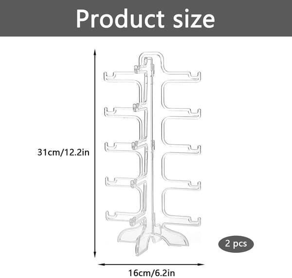 2 stk. 5-pars gennemsigtige solbrille-displaystativer, brilleholdere i plast