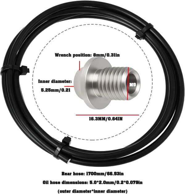 1700 mm bakre hydraulisk bromsslangssats för landsvägs- och GRX-skivbromssystem