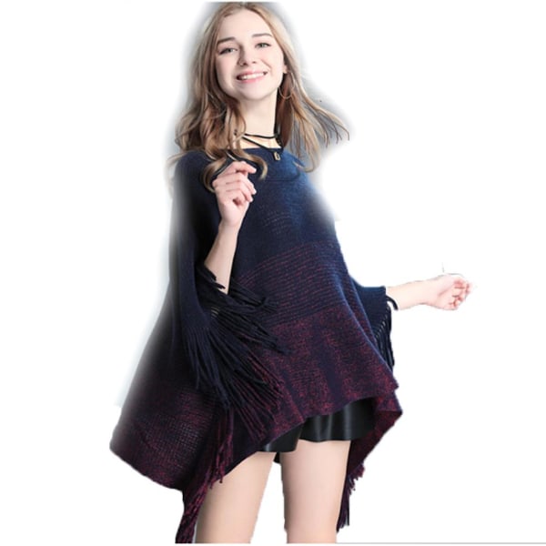 Gradual Knitting Poncho Cover Up Batwing Blus franskant Kap