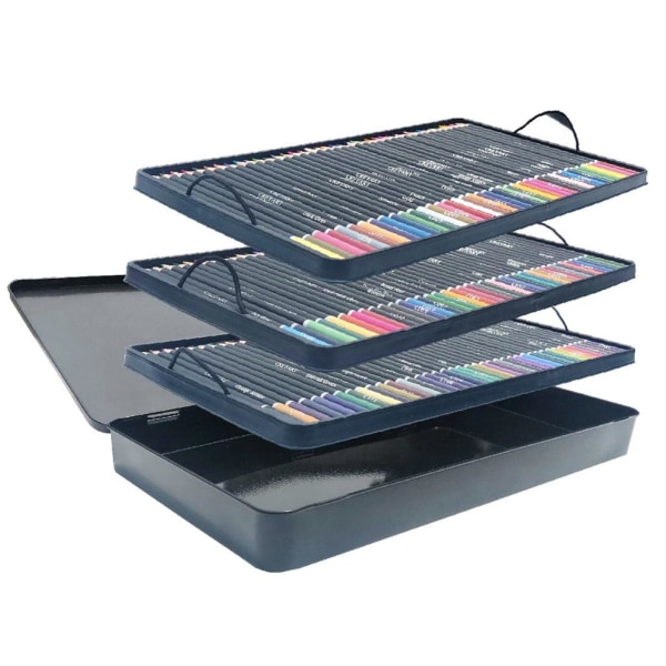 120 professionella färgpennor set Vuxna högkvalitativa ritverktyg med metalllåda