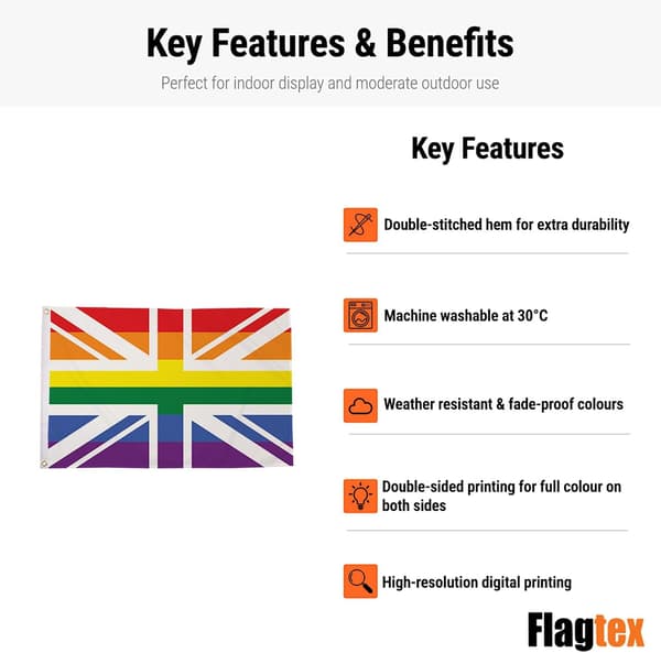 Regnbue Union Jack Pride-flagg 5x3 fot polyesterbanner med metallmaljer