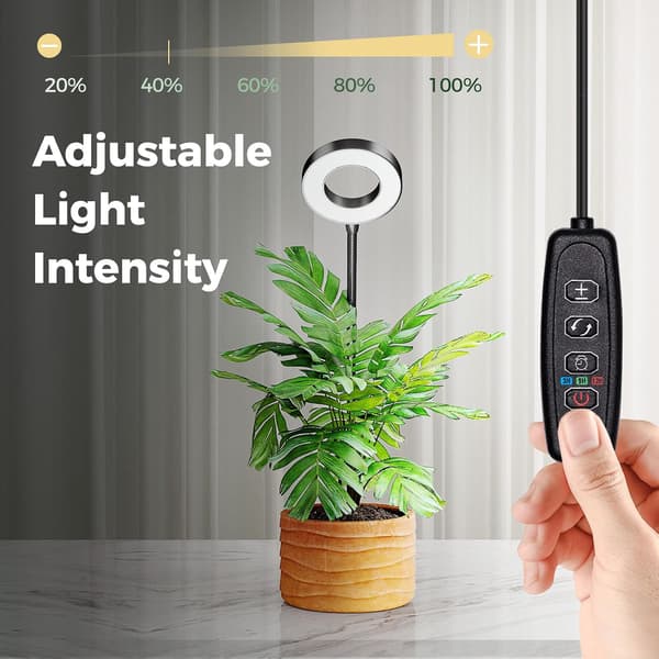Full Spectrum LED-vækstlys med timer, 5 lysstyrkeniveauer og klemme