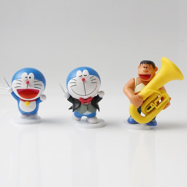 6 st Doraemon Earth Symphony musikfigurer 11 cm PVC samlarset för uppvisning