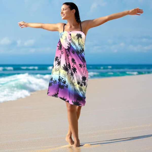 Chiffon strand-sarong til kvinder, bikini-cover-up med palmemønster