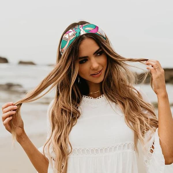 8-pak knyttede pandebånd til kvinder, Boho blomstrede brede hårbånd hårbøjler