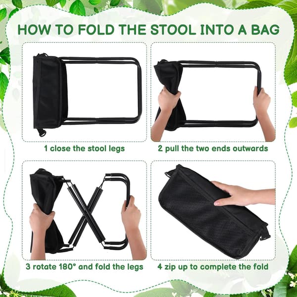 2-pack hopfällbara ryggsäckspallar, bärbara sittplatser för camping, vandring och resor
