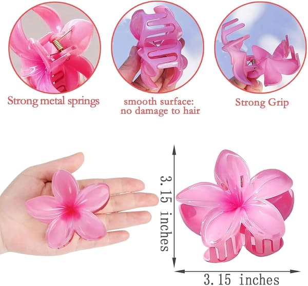 6-pack blomformade hårklämmor, 8 cm halkfria accessoarer för kvinnor