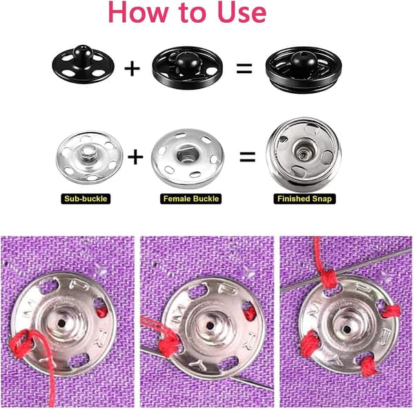 24 set med 12 mm tryckknappar i metall för kläder, väskor och pyssel