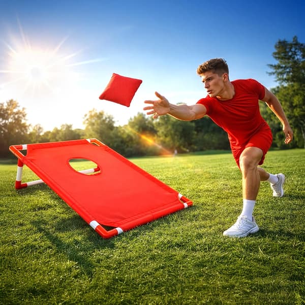Bærbart Cornhole-spilsæt med 2 brædder, 6 ærteposer og bæretaske