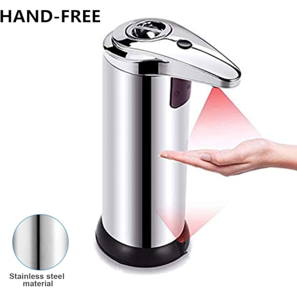 Automatisk sæbedispenser rustfrit stål berøringsfri IR-sensor 250 ml