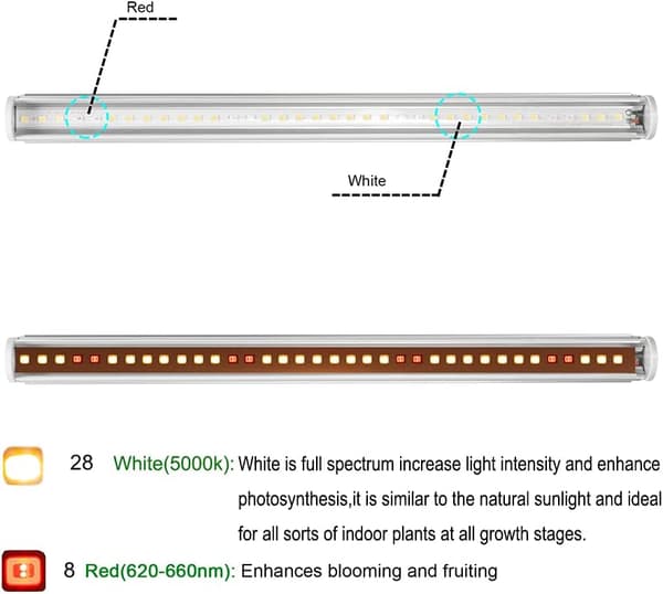 2-pak 30 cm T5 LED-vækstlys, fuldspektret, sammenkobbelbare plantelys