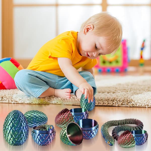 3D-printad ledad orm fidget-leksak med drakägg för barn och vuxna