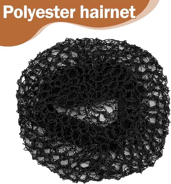 Hårnät i mesh som andas för natten med stretchband för flätor, svart