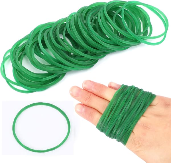 200-pack gröna gummiband av naturgummi, 38 mm kraftiga elastiska band