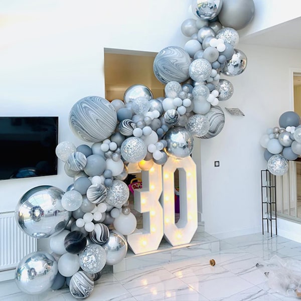 130 st Macoron grå bröllop födelsedag ballonger Arch girland kit latex set festdekoration