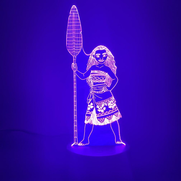 Moana 3D LED Nattljus Sovrumsbordslampa Ändrar färg