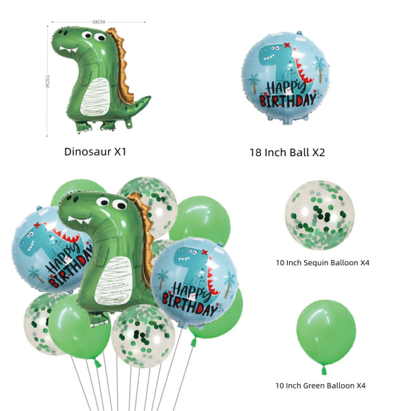 Födelsedag tema ballonger Dinosaur djur folie ballong Set Party dekoration