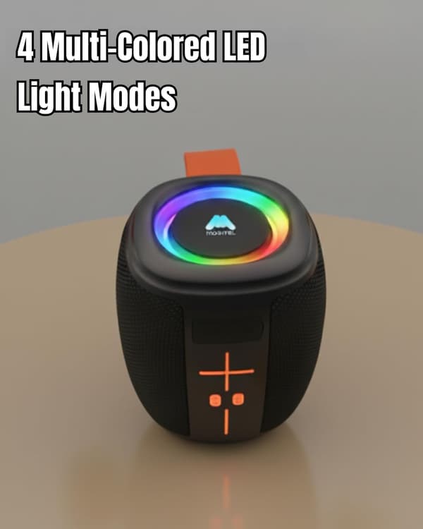 Bærbar Bluetooth-højttaler, 5W bas, RGB-lys, IPX4, USB TF, TWS Stereo