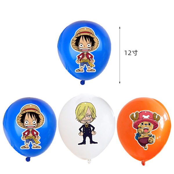 Anime One Pieces Luffy Latexballong med Grattis på födelsedagen Banner Cake Topper Set Festdekoration