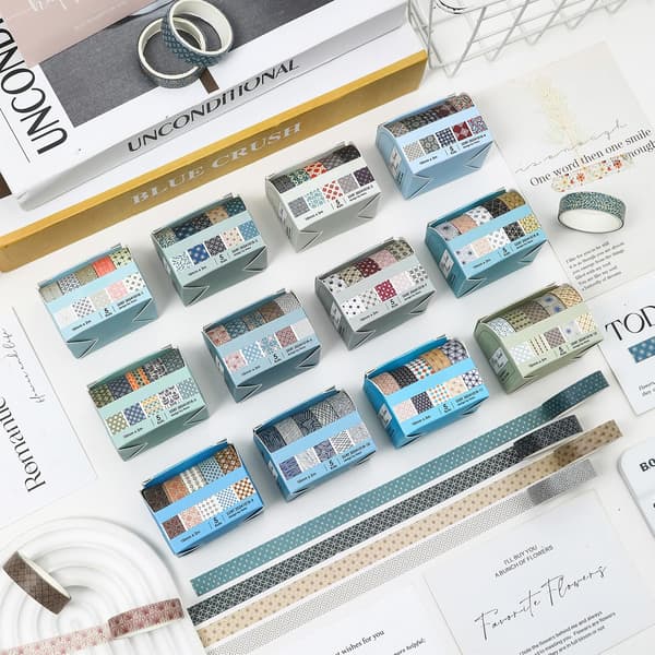 60 rullar geometrisk Washi-tejp set dekorativ maskeringstejp för DIY-pyssel