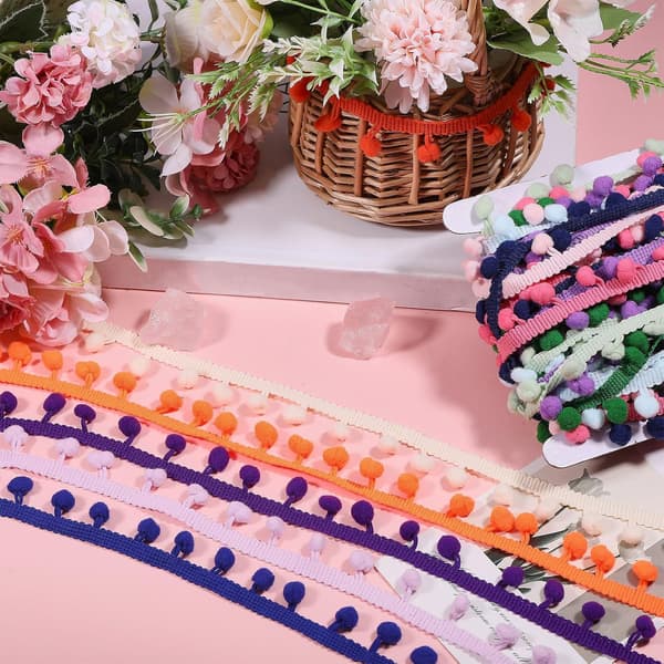60 yards pom pom kantbånd 15 farver polyester kvastbånd til hobbyprojekter