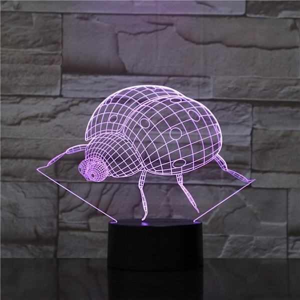 Nyckelpigor 3D LED Nattlampa Bordslampa för barn i sovrummet