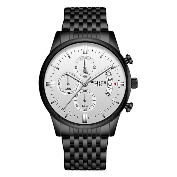 Herr Quartz Watch Casual Watch med datum Vattentät vit urtavla självlysande