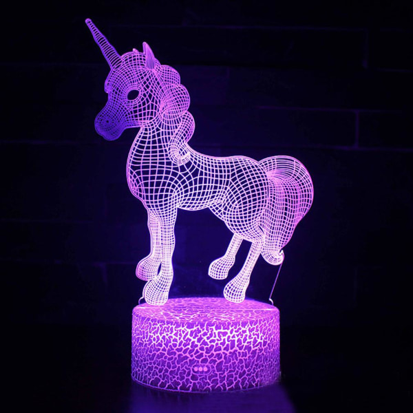 Unicorn Barn Nattlampa i sovrummet Bordslampa 3D LED Nattlampa