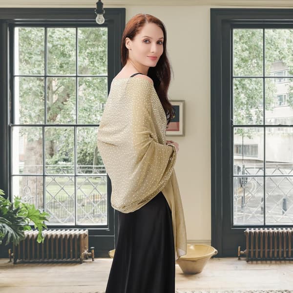 Chiffon-sjal för kvinnor, glittrande aftonsjal med strass för bröllop