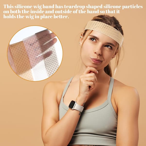 3-pack silikon-perukband, halkfria och ventilerande band för lace-peruker