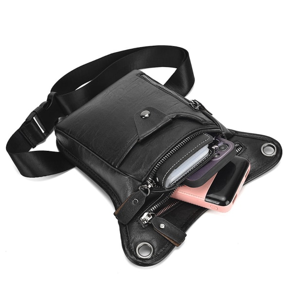 Män utomhus läder benväska Drop midjeväska, lår Fanny Pack för resor utomhus ridning