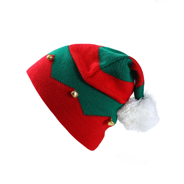Barns julrandsmössa med pälsbollklocka stickad cap