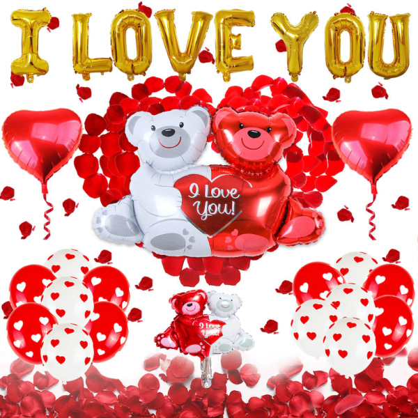 Valenetines DayBalloons med Banner Cake Topper Latex Ballong Set Party Dekoration