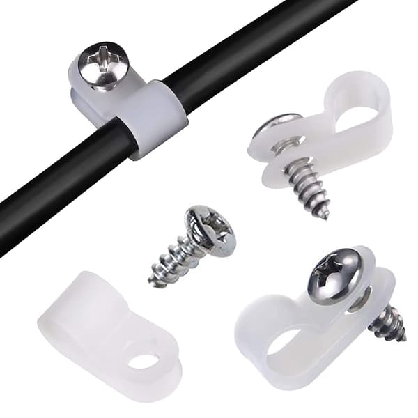 100 stk. Nylon R-type kabelklemmer 1/4 tomme hvite ledningsfester